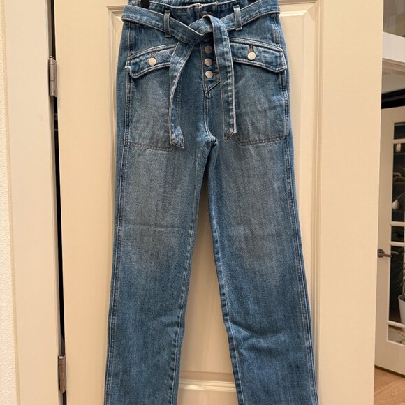 Veronica Beard Rinley Straight Leg High Rise Jeans Ankle lentgh Belted size 25 - Picture 5 of 9